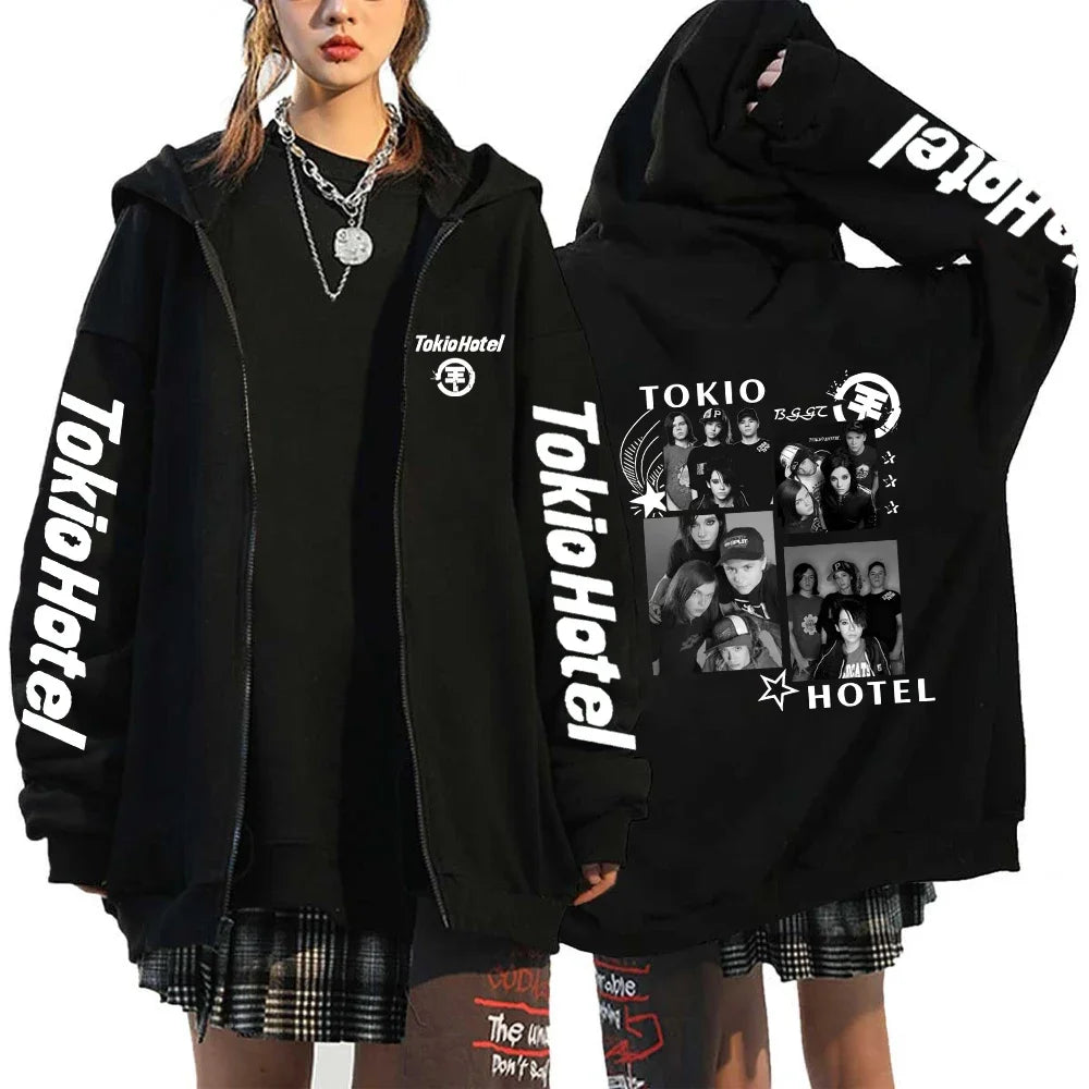 Tokio Hotel Kaulitz 89 Hoodies Tokio Hotel Zipper Jacket Men Women Fleece Oversized Zip Up Sweatshirts Hip Hop Hoodie Streetwear