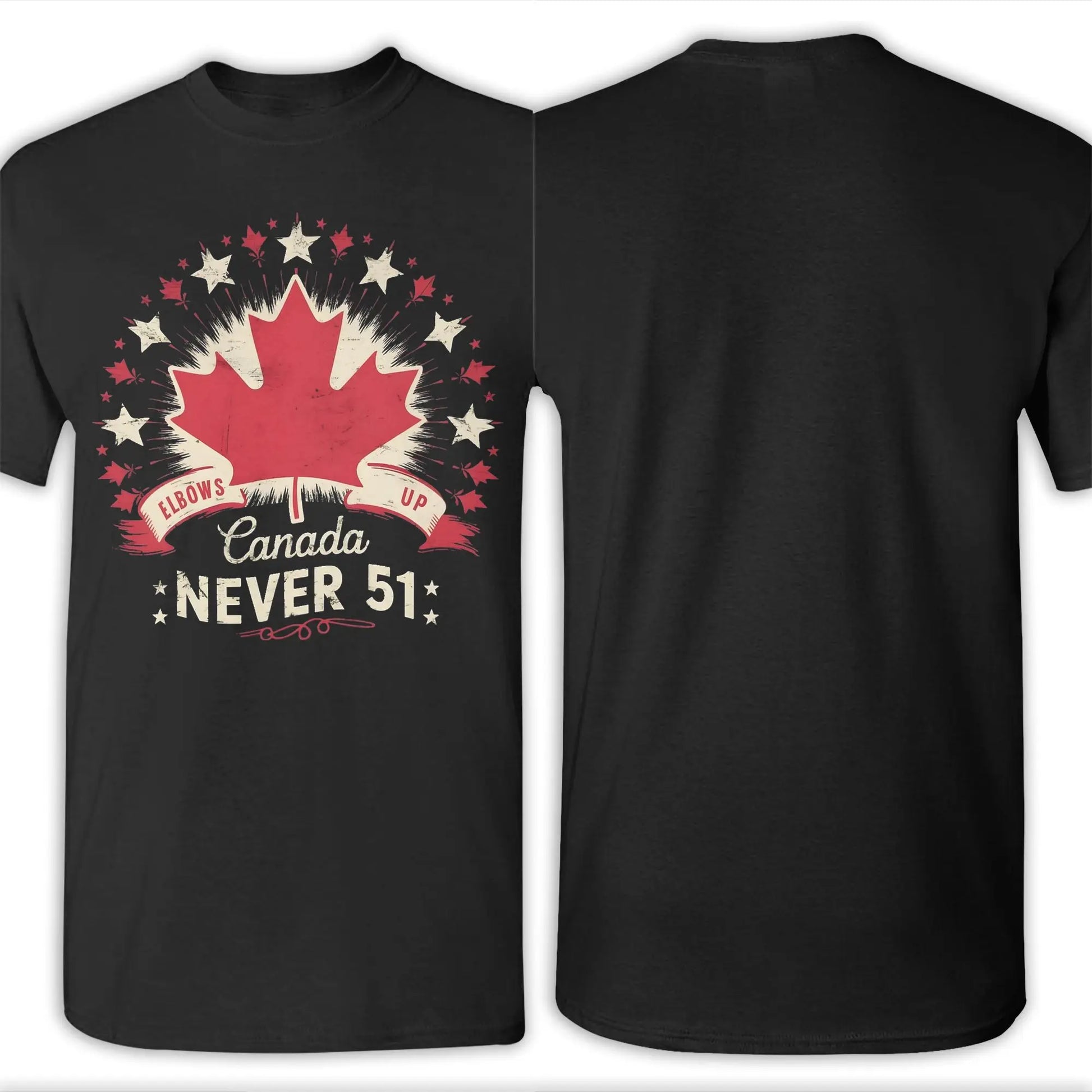 Men's Elbows Up Canada Never 51st State T Shirt  Cotton Tops Hipster Short Sleeve Round Neck Tees Plus Size T-Shirts - OneLoveCanada