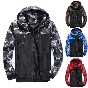 2024 Camouflage Jackets Man Casual Sports Coat New Lightweight Hooded Colour-blocked Jacket Outdoor Trvel Climbing Outwear Male