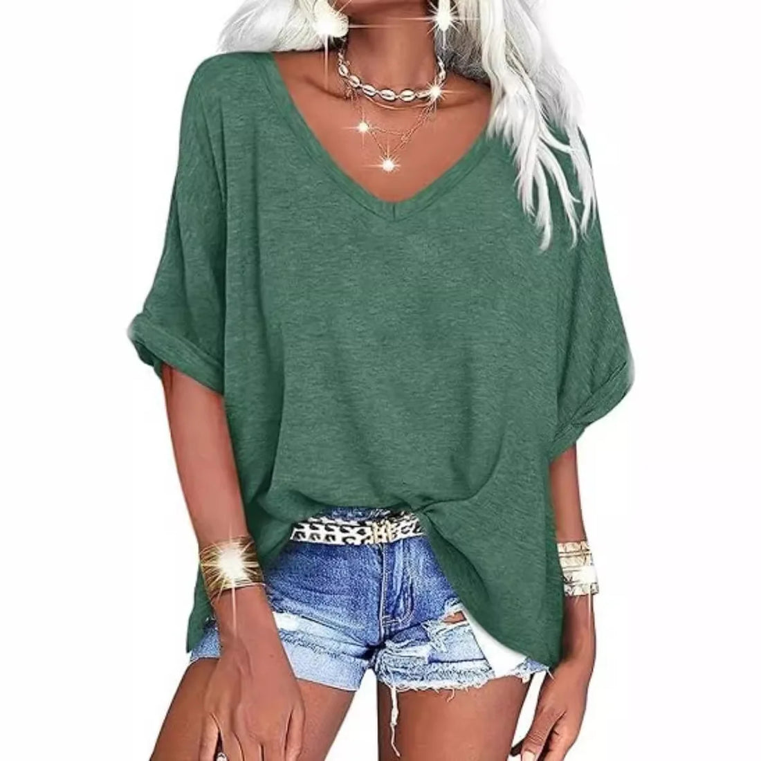 Women's Casual Tops SMS T-shirt 2025 Summer New Loose T Shirt Top For Women Topy Z Krótkim Rękawem Футболка Женская Хлопок - OneLoveCanada