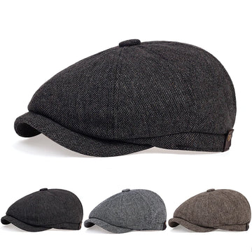 Retro Newsboy Caps Men British Painters Hats Autumn Winter Berets Herringbone Flat Cap Hip Hop Berets