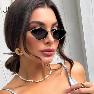 JNPCXI Polygon Women Fashion Sunglasses Shades UV400 Retro Rivets Metal Men Trending Sun Glasses