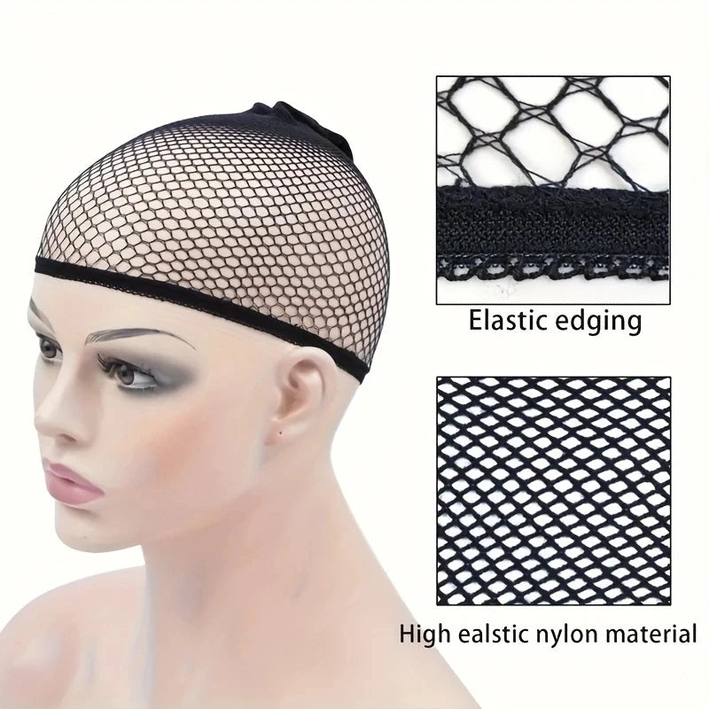 Long Wig Caps, Open End Mesh Net Liner Weaving Cap, Wig Caps ForWomen Black Pack Of 6 Pcs