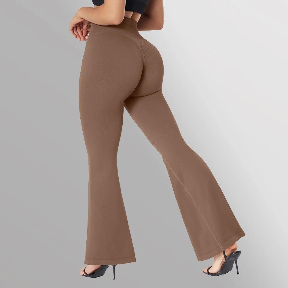 Women Wide-leg Pants Yoga Leggings Tights High Waist Leisure Flared Pants Dance Workout Long Length Flared Leggings Ladies