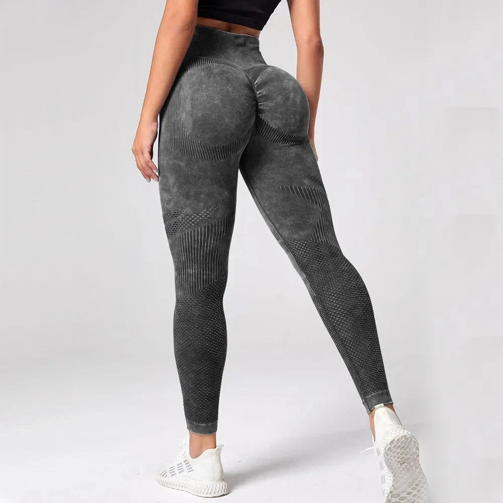 2023 Women Leggings Washing Yoga pants Bubble Butt Push Up Fitness Legging High Waist Scrunch Tight Mujer Gym Seamless Legging - OneLoveCanada