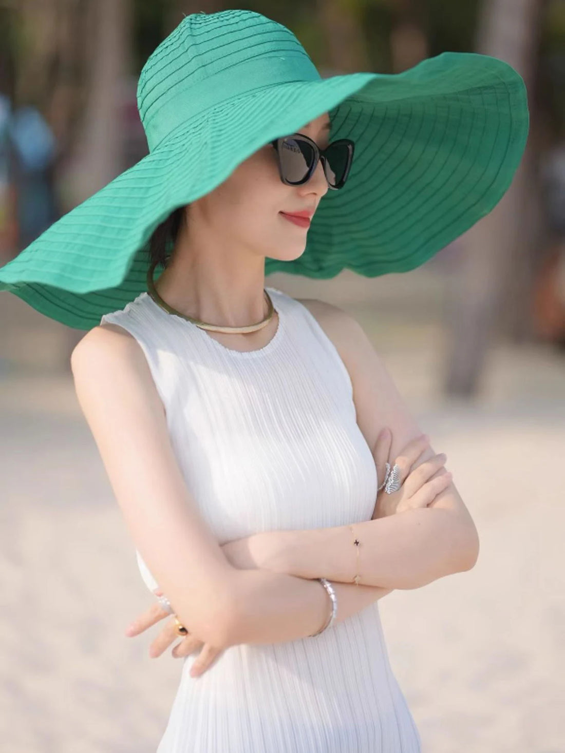 2024 Summer Wide Brim Sun Hat Women's Foldable Travel Packable Bucket Hats Japanese UV Resistant Cotton Beach Floppy Hat Women