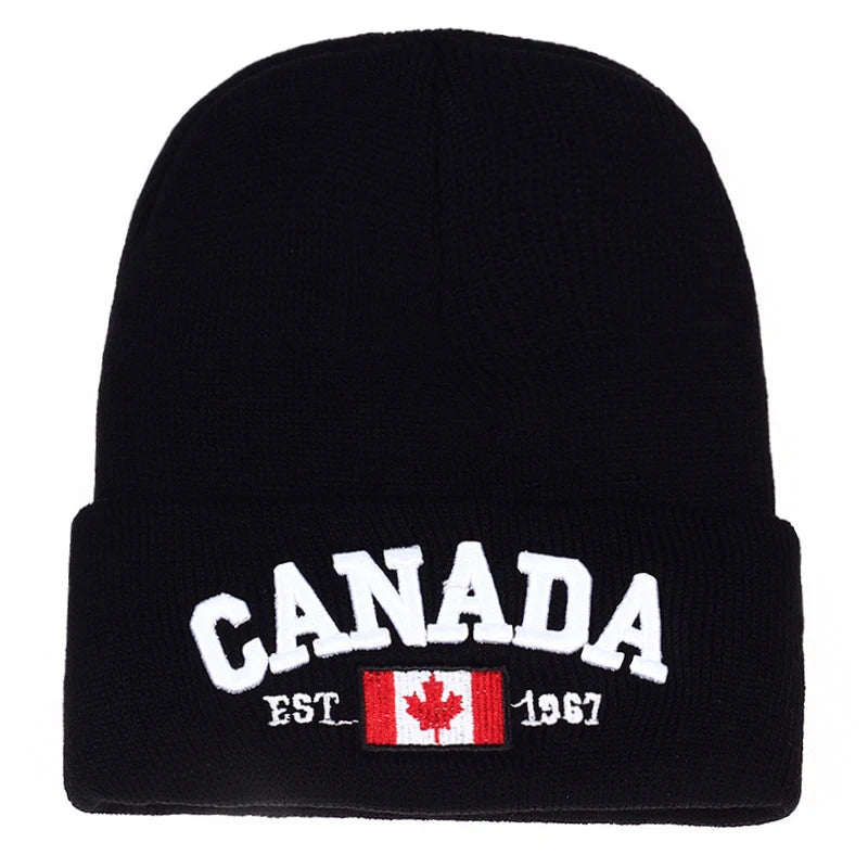 Autumn Winter Knitted hats for men Women Canada Letter embroidery Cotton Caps Autumn hat Casual Boy cap Men Hats - OneLoveCanada