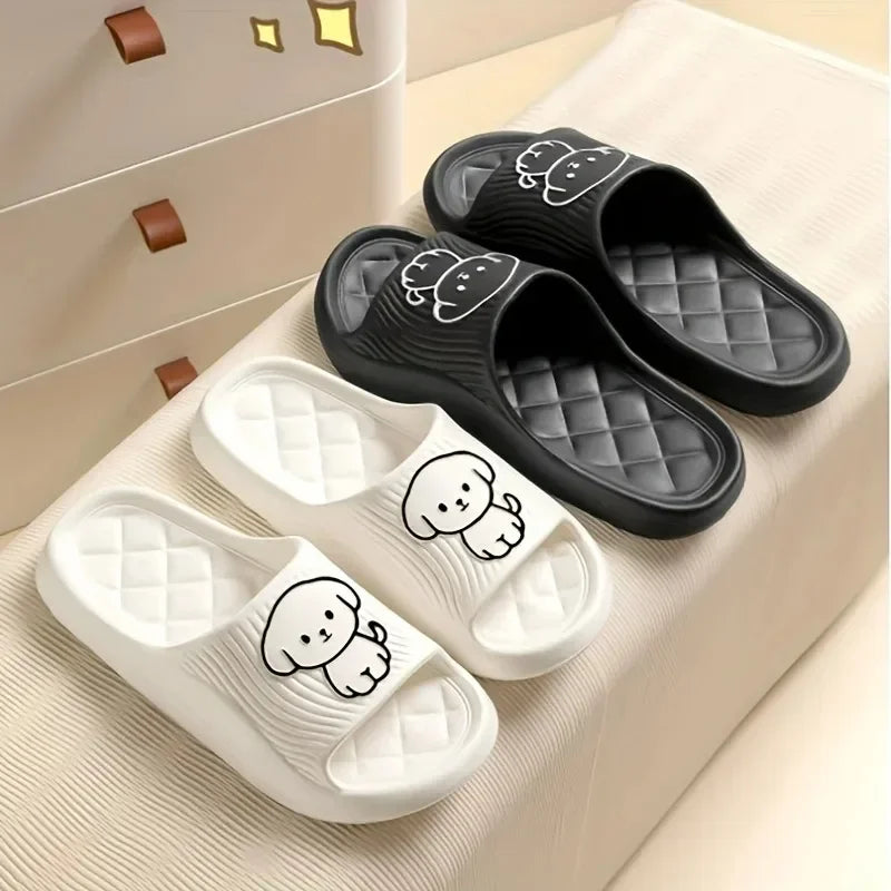 Cute Dog Couple Pillow Slippers Female Summer Wear 2024 New Bathroom Bath Non-slip Indoor Home Eva Thick Bottom Sandals