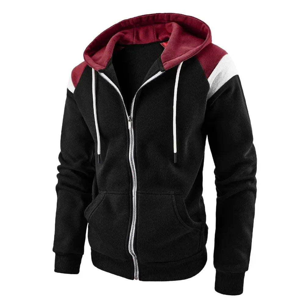 New Men's Hooded Jackets Color Blocking Casual Loose Hoody Sweatshirt Spring Autumn Jacket Men Streetwear Techwear