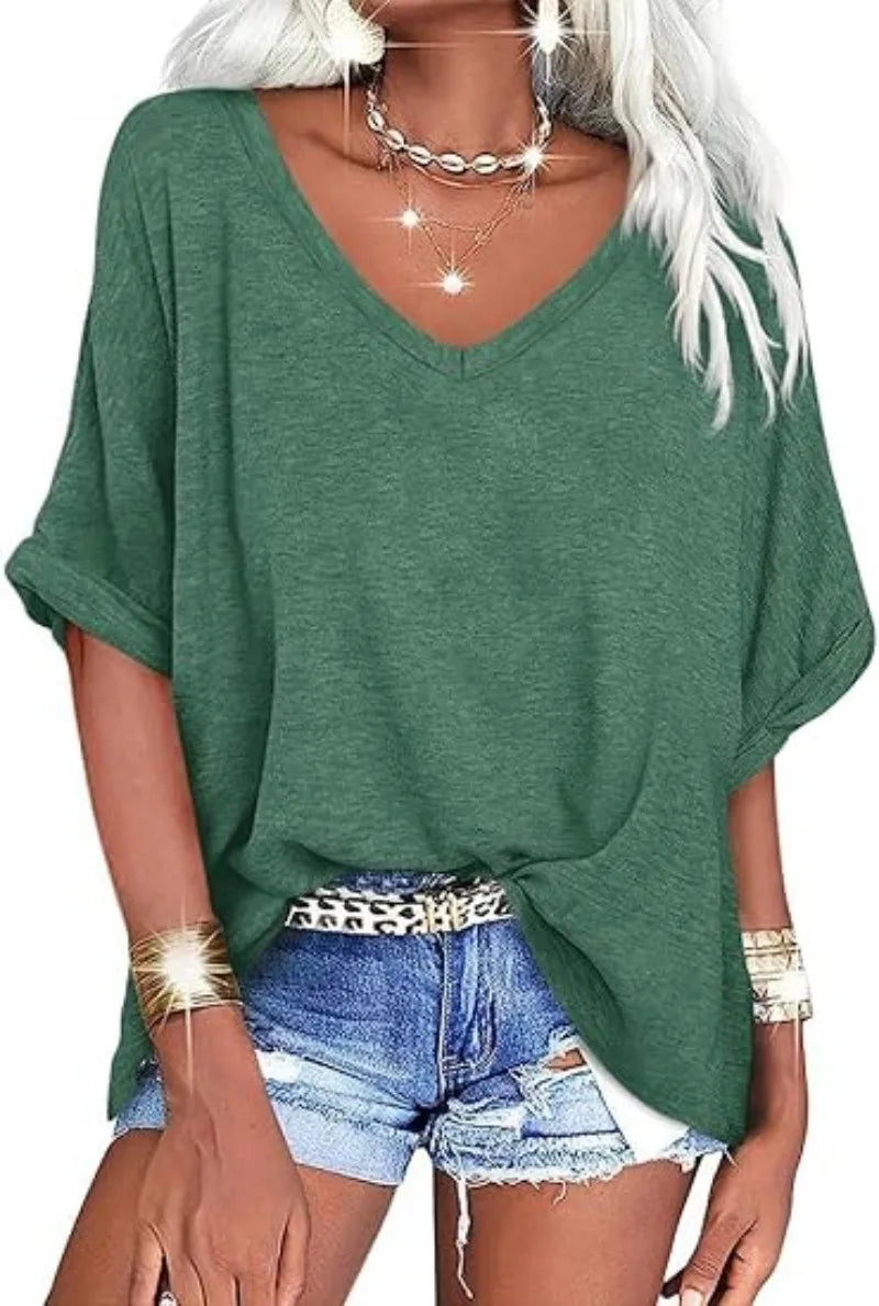 Women's Casual Tops SMS T-shirt 2025 Summer New Loose T Shirt Top For Women Topy Z Krótkim Rękawem Футболка Женская Хлопок - OneLoveCanada