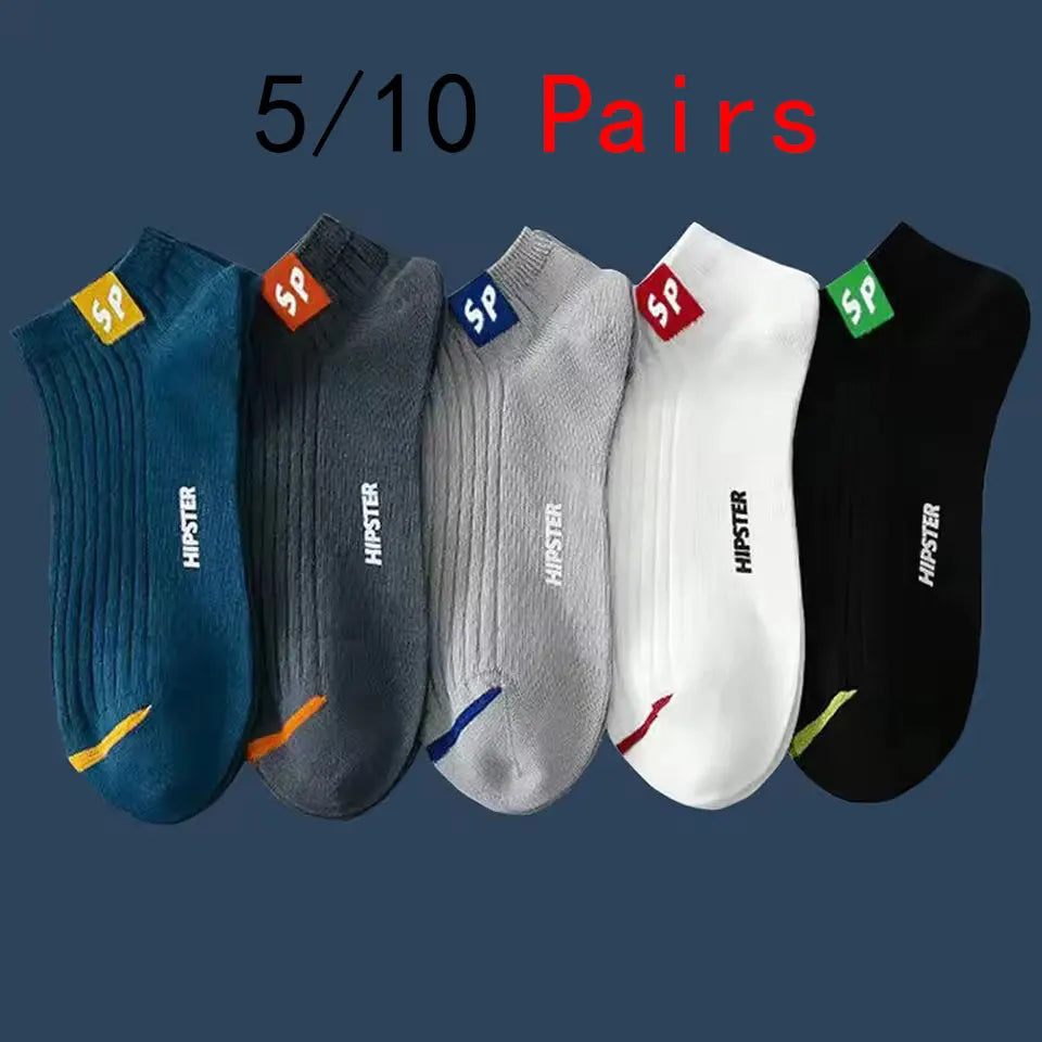 5/10 Pairs Men Socks High-Quality Spring and AutumnThickened Breathable Boat Socks Low Cut Shallow Mouth Socks Men Casual Socks