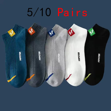 5/10 Pairs Men Socks High-Quality Spring and AutumnThickened Breathable Boat Socks Low Cut Shallow Mouth Socks Men Casual Socks