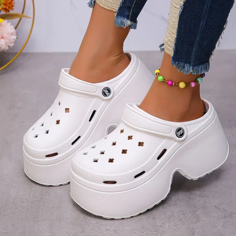 Soft Chunky Heels Sandals Women Fashion Closed Toe Platform Sandals Woman Summer Solid Color Non-Slip Beach Casual Sandalias
