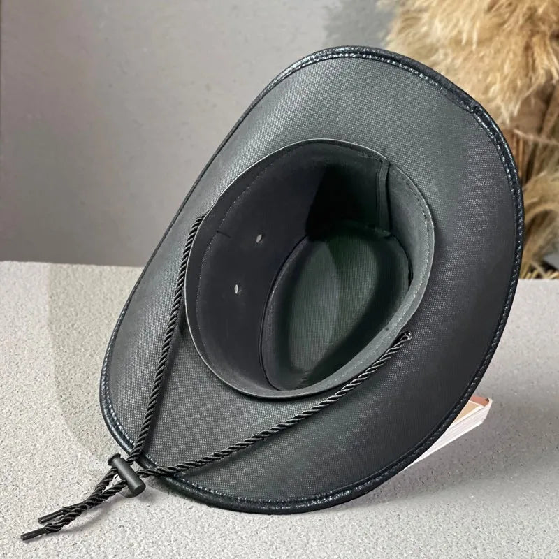New Fashion Cow Head Decorate Western Cowboy Hat Faux Leather Vintage Gentleman Jazz Hats For Men Panama Cowgirl Hat