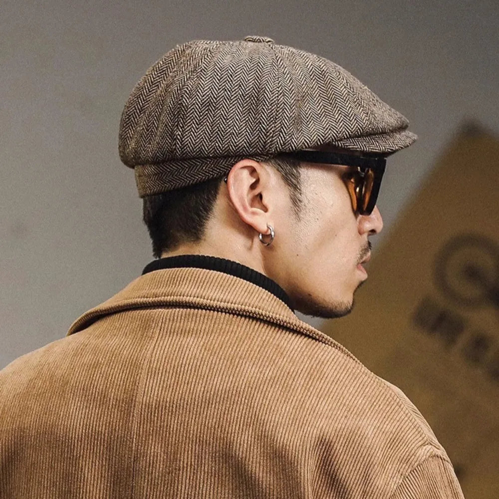 Vintage Retro Men Caps British Painters Hats Caps for Male Female Street Tweed Beret Hat Flat Peaked Cap