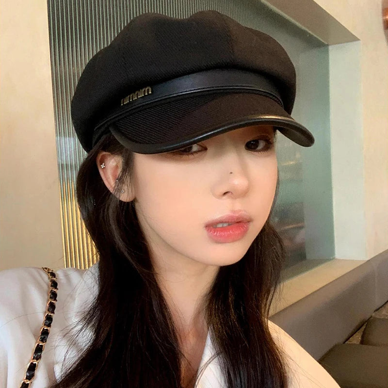 Solid Color Women Octagonal Newsboy Cap Autumn Winter Corduroy Beret Hat Casual Ladies Painter Tour Caps
