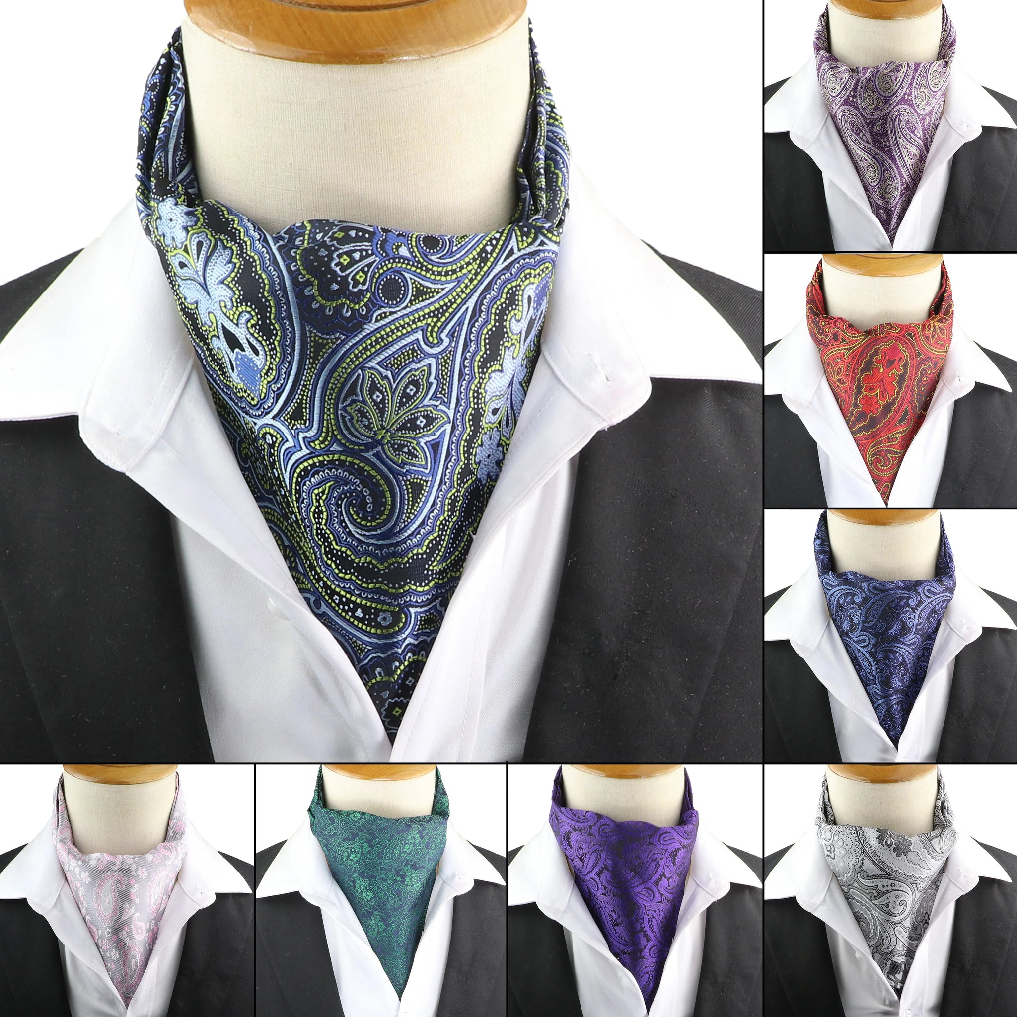 Men's Cravat Jacquard Paisley Dots Men Tie Wedding Formal Ascot Scrunch Self British Gentleman Polyester Soft Neck Tie Luxury
