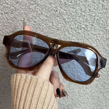 Retro Double Beam Sunglasses Women Brand Designer Glasses New Ins Fashion Personalized Gradient Eyewear Men Eyeglasses UV400
