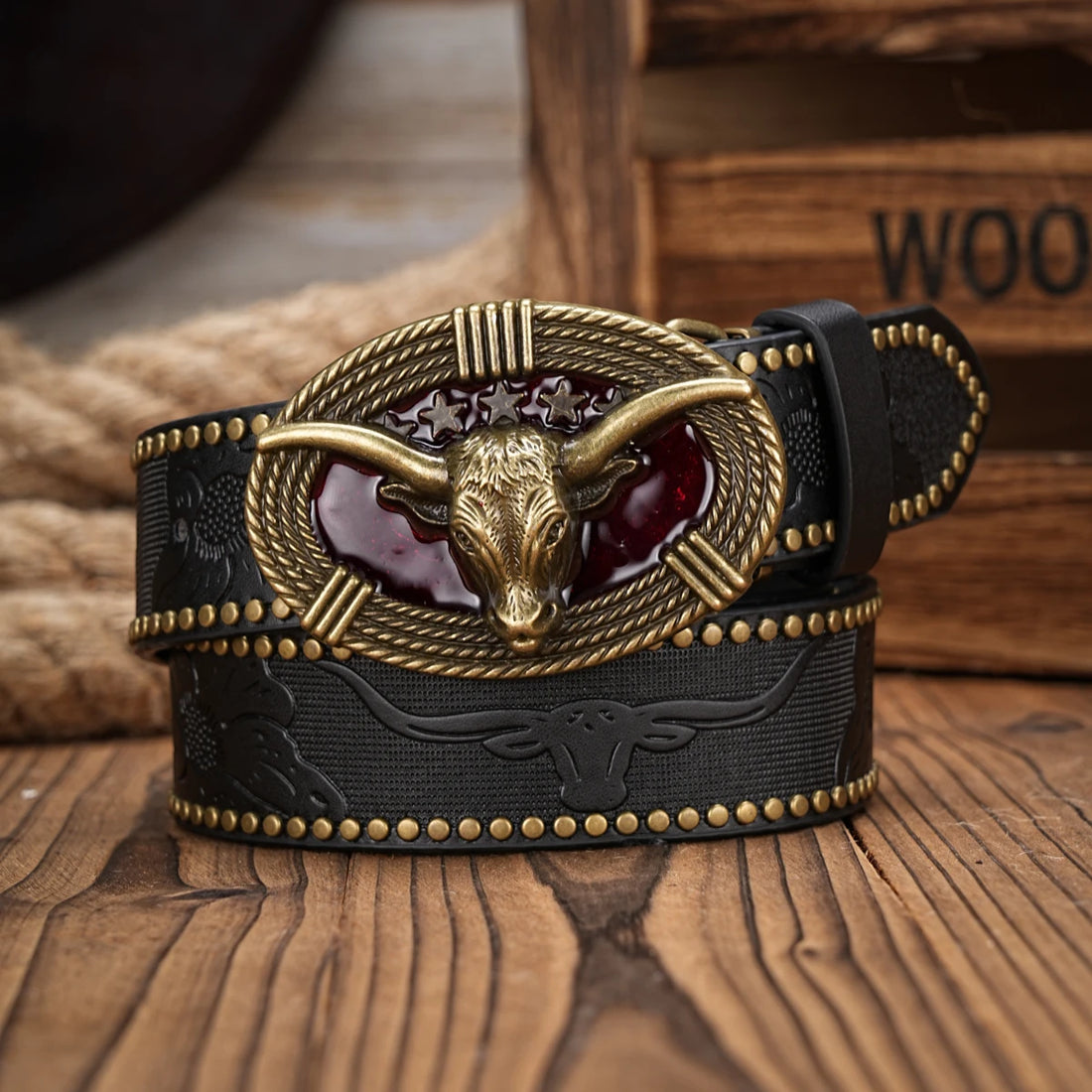Men & Women-Western-Cowboy-PU Leather-Belts - Vintage horse Belt Floral Engraved Buckle Belt for Jeans