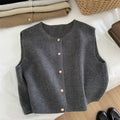 Autumn New Women Cardigan Korean Elegant Knitted Sleeveless Female Casual Sweater Tanks Fashion New Slim Ladies Casual Tops - OneLoveCanada