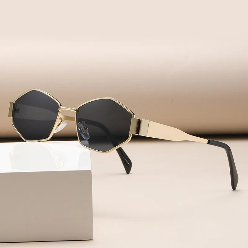 MEW 2PACK Diamond Shaped Glasses, Triumphal Arch Fashion, Internet Famous Sunglasses, Metal Sunshade glasses, Hot Selling Trend