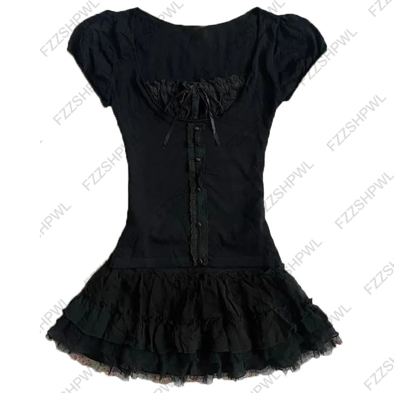 Slim Y2K Dress Women Clothes Fashion Hip Hop Frock Sexy Punk Grunge Goth Streetwear