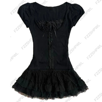Slim Y2K Dress Women Clothes Fashion Hip Hop Frock Sexy Punk Grunge Goth Streetwear