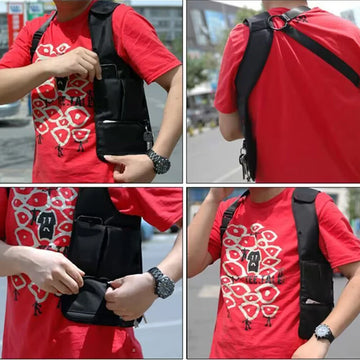 Neutral style concealed underarm bag for men, with built-in headphones and mobile phone holder, tactical vest