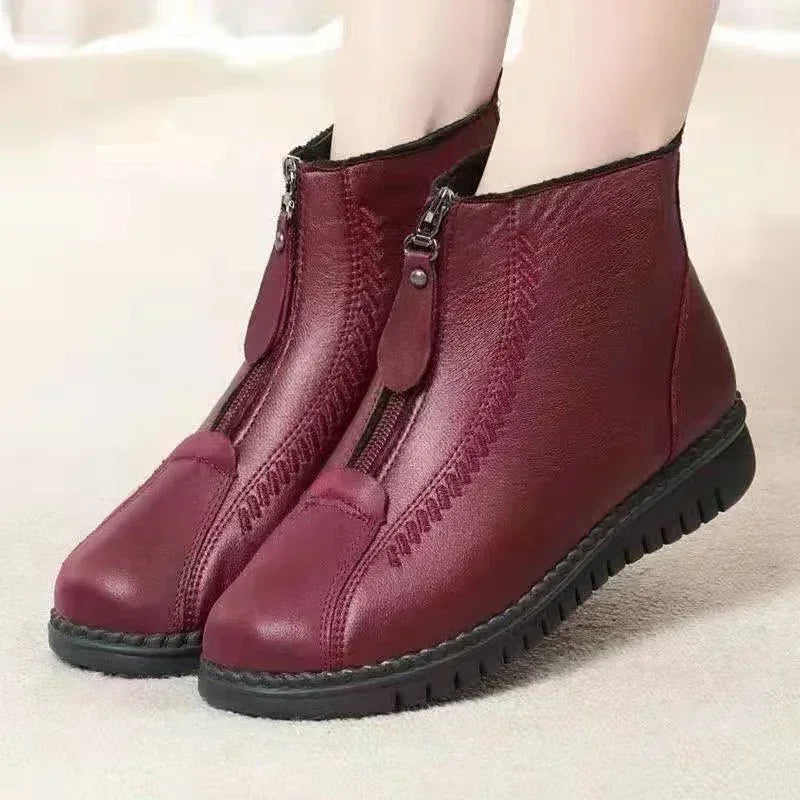 Winter Waterproof Snow Boots Women's Plush Lined Winter Shoes Ladies Warm Zip Anbkle Boots Women Soft Sole Comfort Casual Shoes