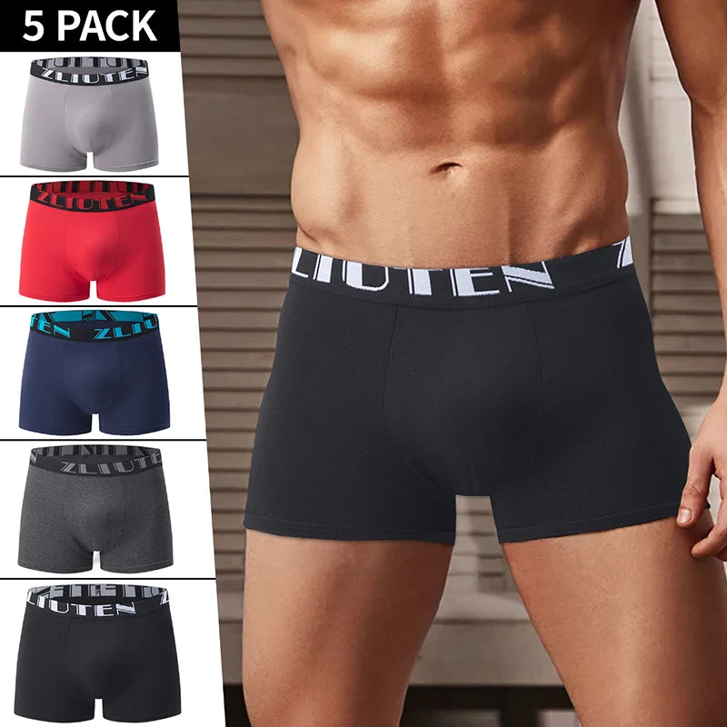 5-Piece Men's Fashion Printing Plus Size 5XL6XL Boyshort Underwear Comfortable For Sports Casual Underwear Elastic Waist Shorts