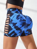 Seamless high waisted and buttocks lifted tie dyed side hollowed out yoga pants - OneLoveCanada