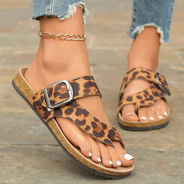 Woman Sandals Shoes Summer Outdoor Sandals Leopard Ladies Open Toe Ladies Shoes Party Walking Shoes Slides Flip Flops Slipper