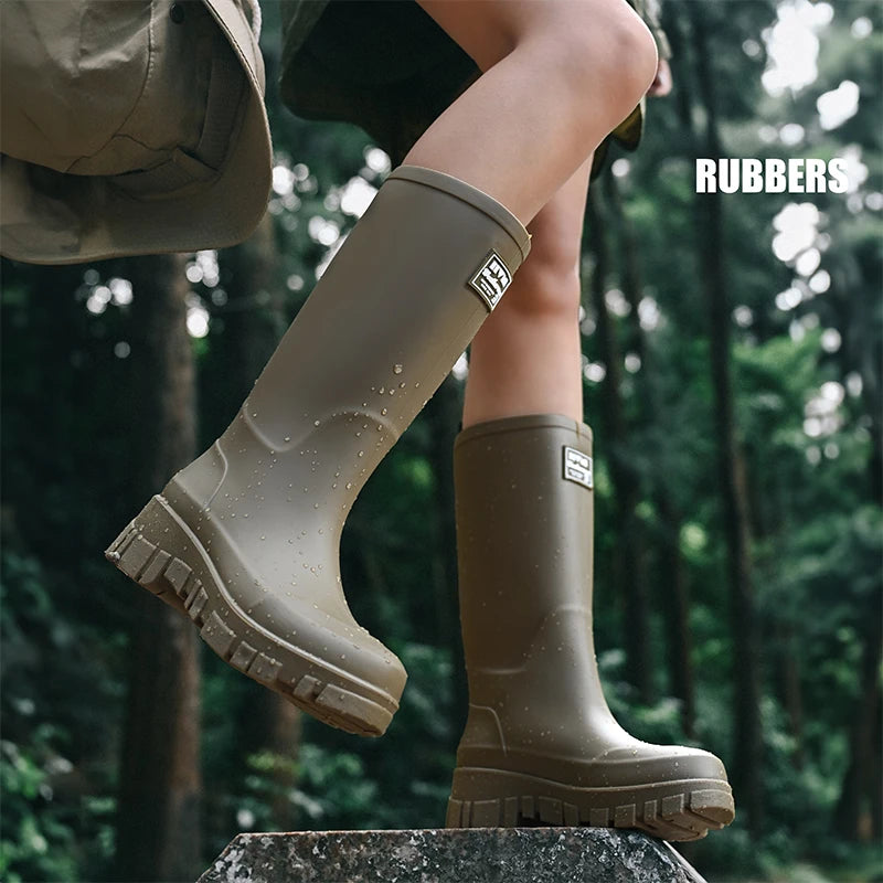 Fashionable Rain Boots for Women Thick Soles Versatile Korean Version Non-slip Wear-resistant, Casual Adult Outdoor Rubber Shoes