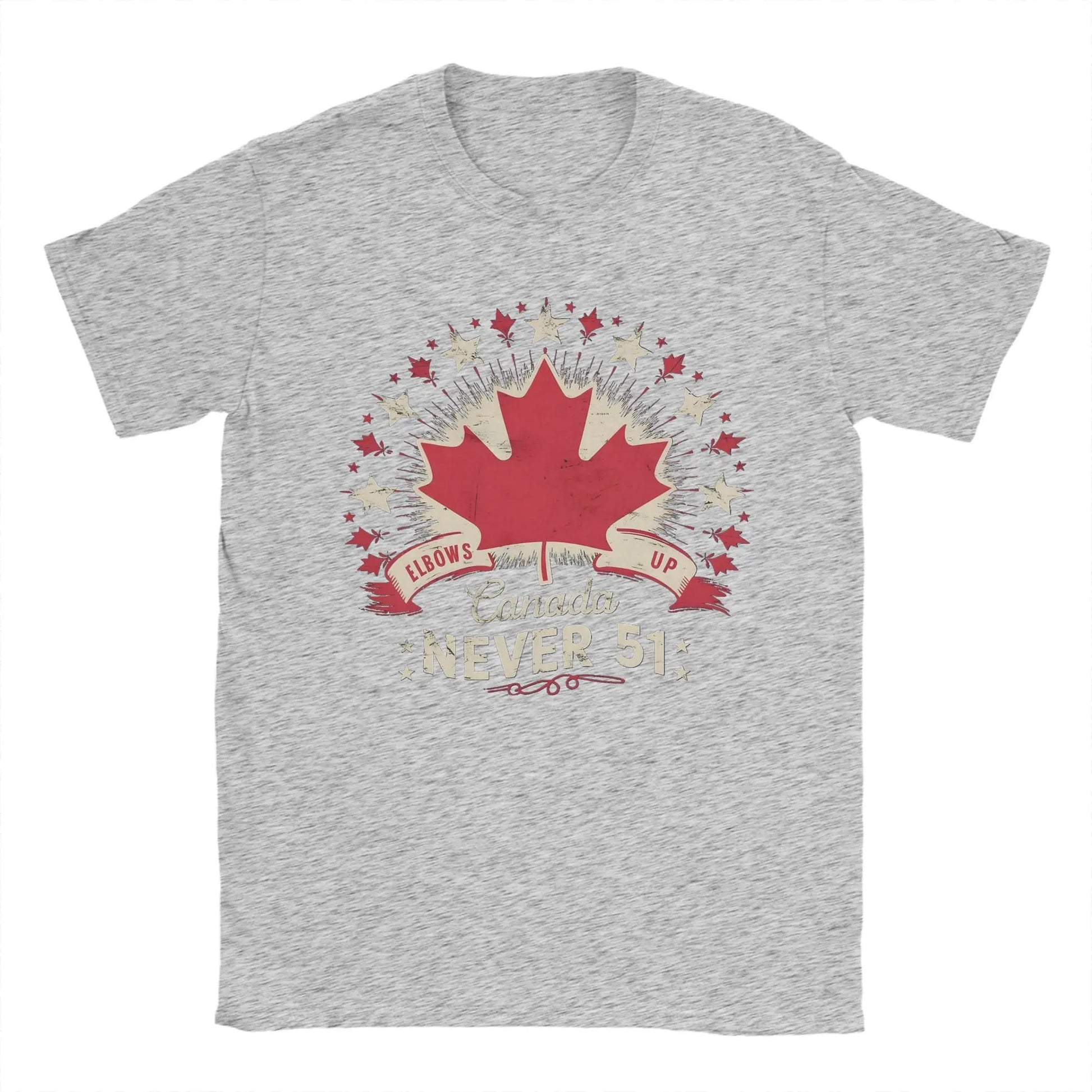 Men's Elbows Up Canada Never 51st State T Shirt  Cotton Tops Hipster Short Sleeve Round Neck Tees Plus Size T-Shirts - OneLoveCanada