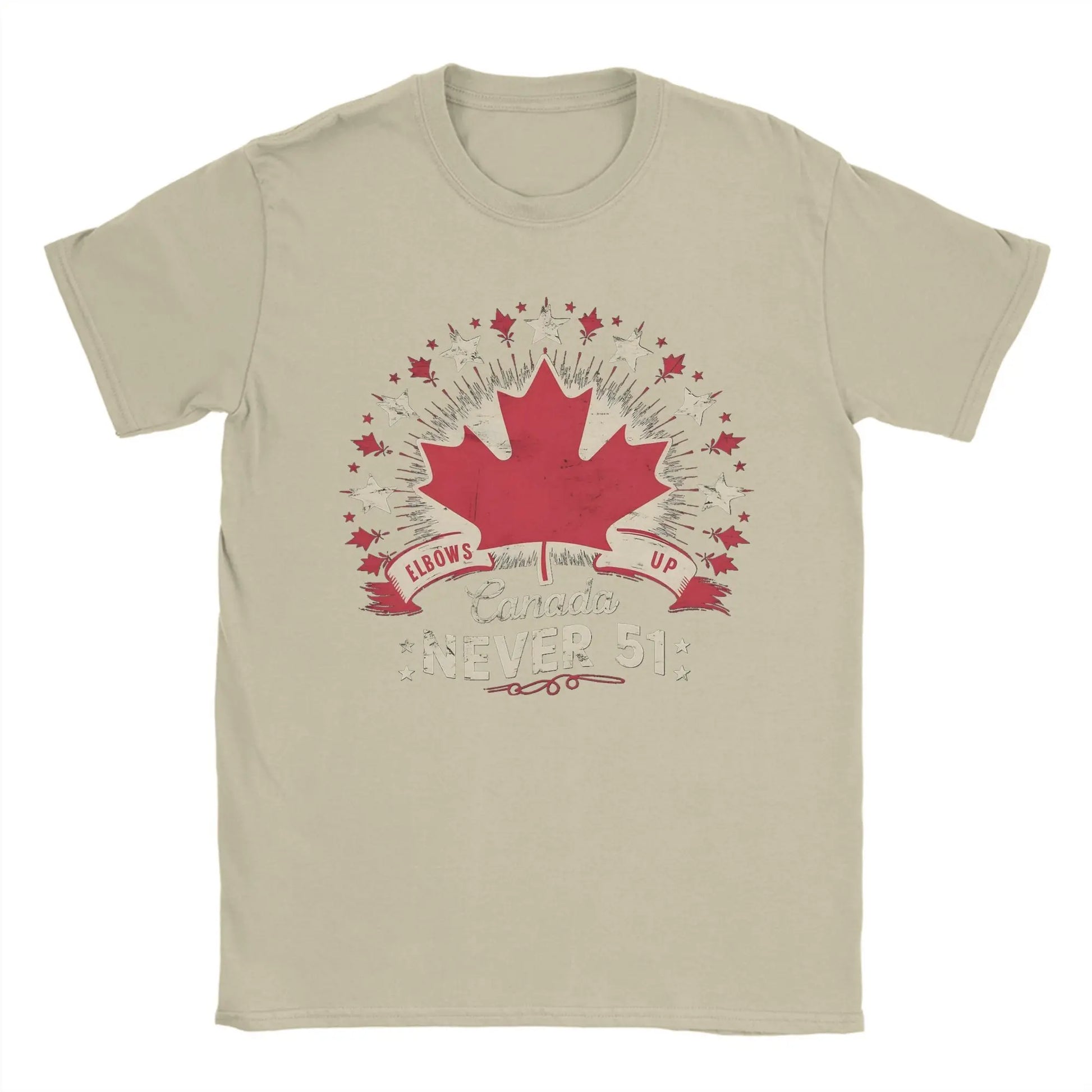 Men's Elbows Up Canada Never 51st State T Shirt  Cotton Tops Hipster Short Sleeve Round Neck Tees Plus Size T-Shirts - OneLoveCanada