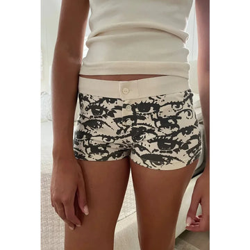 Xingqing y2k Lounge Shorts 2000s Aesthetic Women Graphic Print Buttons Low Waist Hot Pants Fairycore Grunge Shorts Homewear