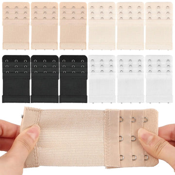 12 bra extenders with 3 hooks, 3 hooks, women's bra extenders, elastic extension straps, enlarged size, soft and comfortable