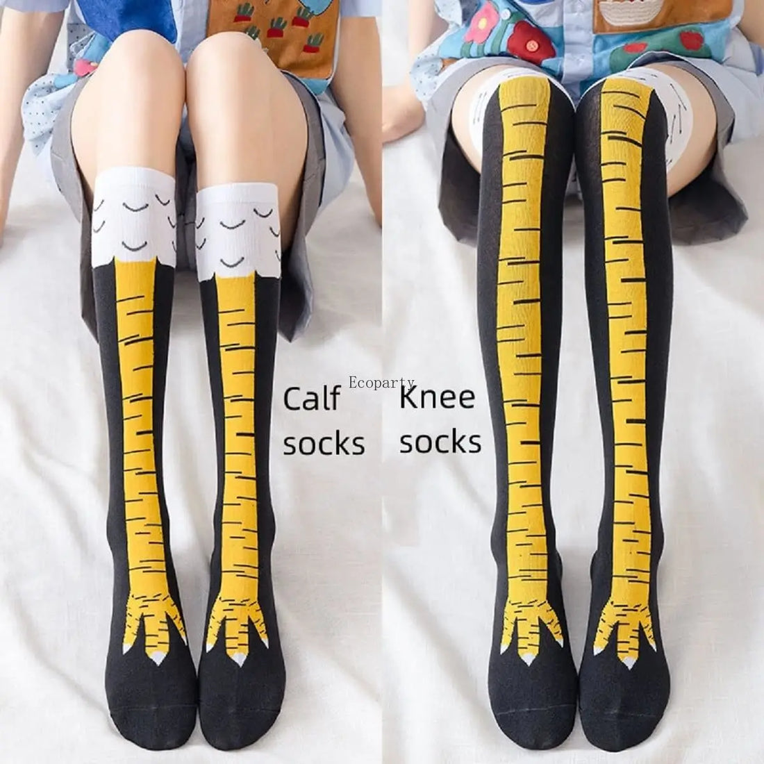 Choice Black Funny Chicken Legs Socks:24 inch Knee Socks 12 inch Calf Socks Novelty Party Gifts for Women Men and Kids stocking