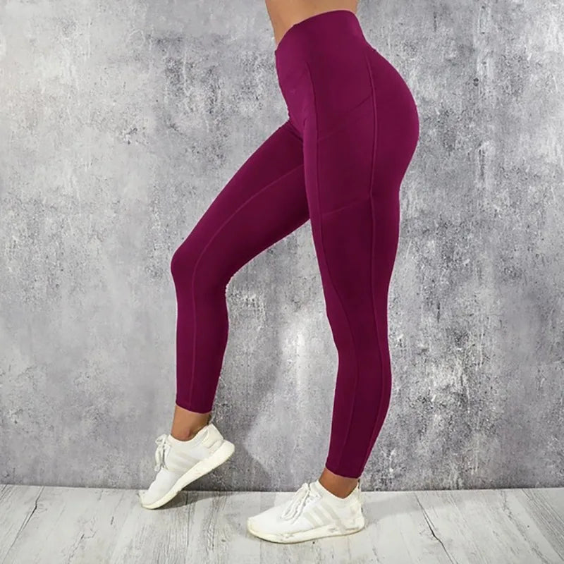 Yoga Fitness Women Leggings High Waist Tights with Pocket Gym Workout Running Stretchy Sexy Butt Liftting Casual Skinny Pants - OneLoveCanada