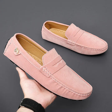 Handmade Beanie Shoes for Men Spring 2025 New Suede Lazy One-Leg Small Leather Shoes Loaf Driving Shoes for Men