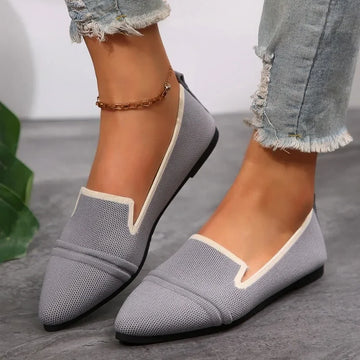 Flat shoes women's summer new fashion knitted breathable single shoes casual comfortable pointed flat women's shoes large size