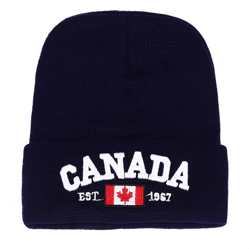 Autumn Winter Knitted hats for men Women Canada Letter embroidery Cotton Caps Autumn hat Casual Boy cap Men Hats - OneLoveCanada