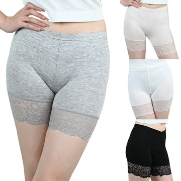 2Pcs Women Plus Big Size Safety With Lace Woman Panties Pants High Waist Shorts Under Female Summer Under Skirt Shorts Modal