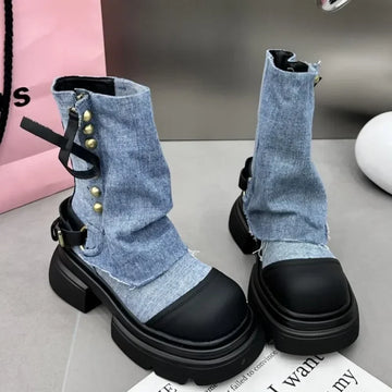 Comemore  Summer Flats Ankle Cowboy Chelsea Boots Winter Fad Platform Gladiator Goth Shoes 2024 Chunky Motorcycle Women cowboy