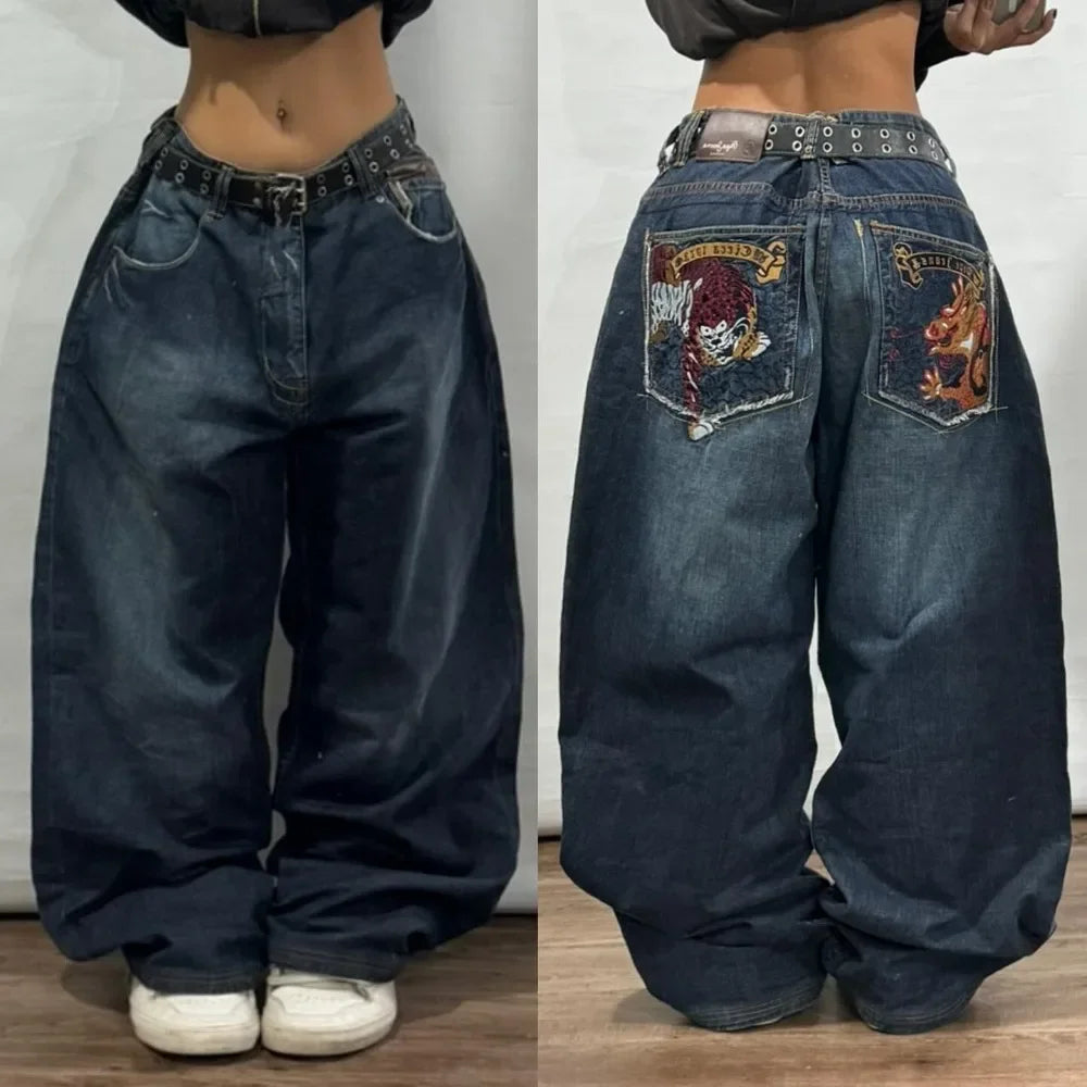 SIRI Street Wear New Y2K Loose Jeans Harajuku Hip-hop Jeans Denim Trousers For men and Women Gothic High Street Casual Trousers