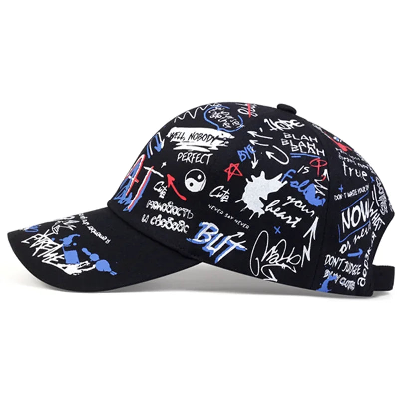 Unisex WHAT Graffiti Printing Baseball Caps Spring Autumn Outdoor Adjustable Casual Hats Dad Hat Sunscreen Hat