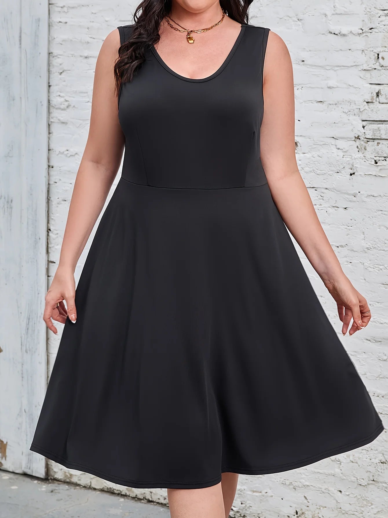 Plus Size Sleeveless Solid Color Dress Milk Silk High Elastic Fabric Comfortable And Breathable Elegant Simple Gentle Lady