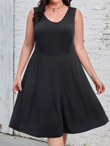 Plus Size Sleeveless Solid Color Dress Milk Silk High Elastic Fabric Comfortable And Breathable Elegant Simple Gentle Lady