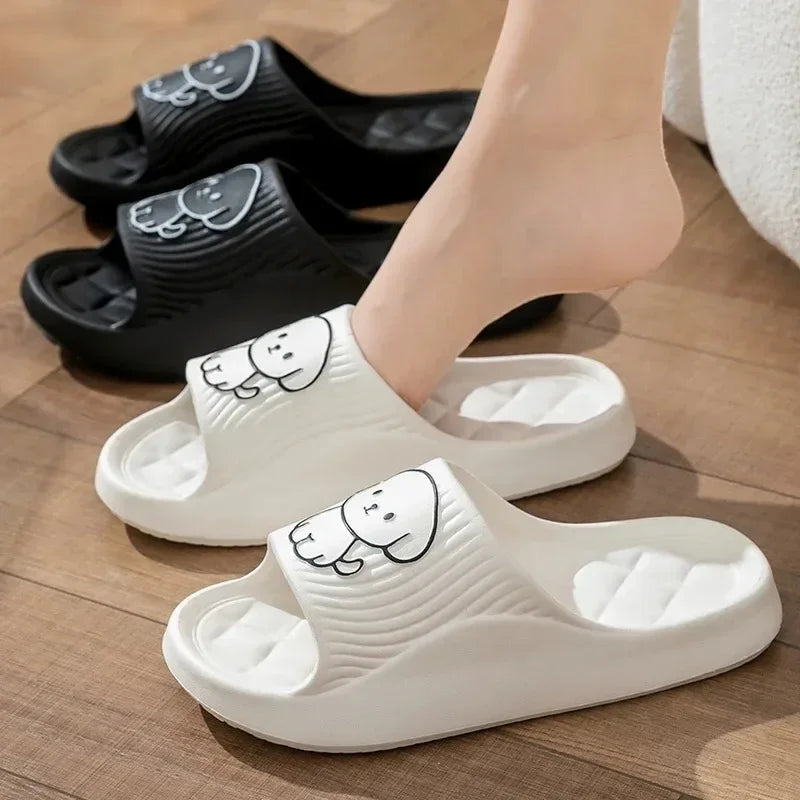 Cute Dog Couple Pillow Slippers Female Summer Wear 2024 New Bathroom Bath Non-slip Indoor Home Eva Thick Bottom Sandals