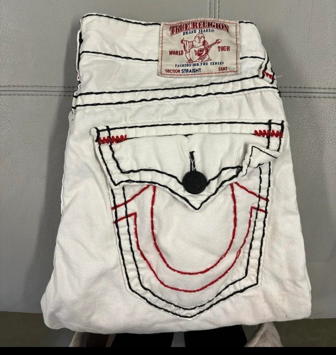 American Harajuku Retro Y2k Jeans Clothes Gothic Punk Embroidered Buddha Loose Jeans Men Women Fashion Low Waist Straight Jeans